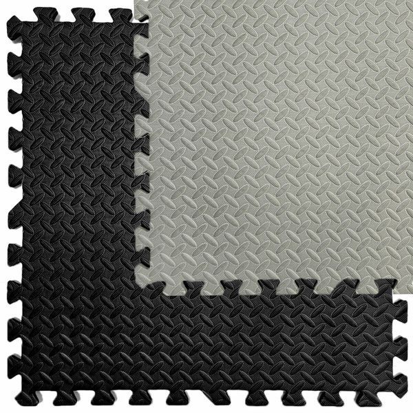 Пол-пазл Мягкий коврик EVA сборный GREY+BLACK 60*60cm*2cm для жилых комнат, игровых, спортзал BS-00001843 фото