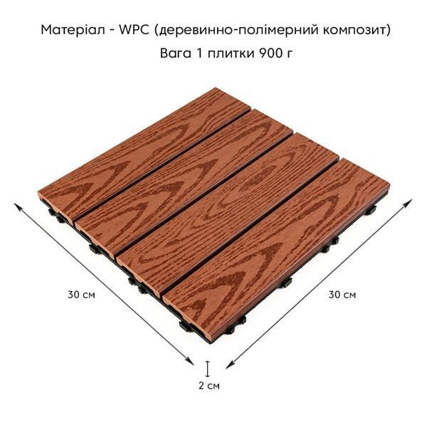 Композитная плитка WPC дерево 30*30CM*2СM напольная для террасы и улицы BS-00001707 фото
