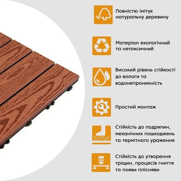 Композитная плитка WPC дерево 30*30CM*2СM напольная для террасы и улицы BS-00001707 фото