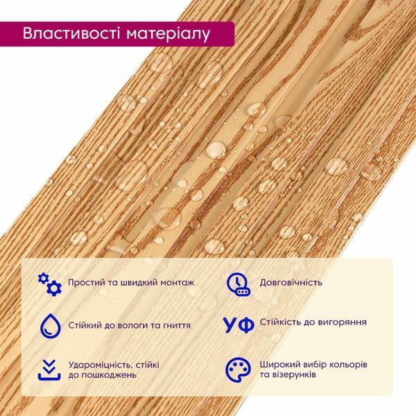 Декоративна стінова рейка (бафель) інтер'єрна WPC для кімнат кухні вітальні офісів сосна 3000*150*9мм BS-00001867 фото