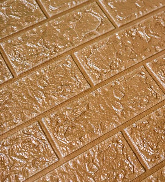 Самоклеюча декоративна 3D панель для стін кухня ванна туалет комната під цеглу шоколад 700x3080x5 мм 2220-5 фото