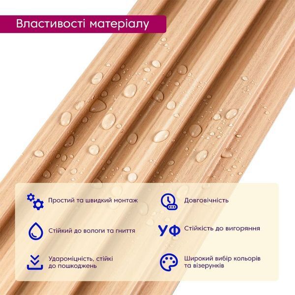 Декоративна стінова рейка (бафель) WPC 3000*160*23мм BS-00001854 фото