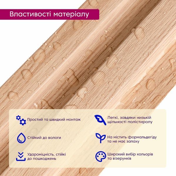 Декоративна PS рейка інтер'єрна для стін 2900*120*20мм BS-00002145 фото