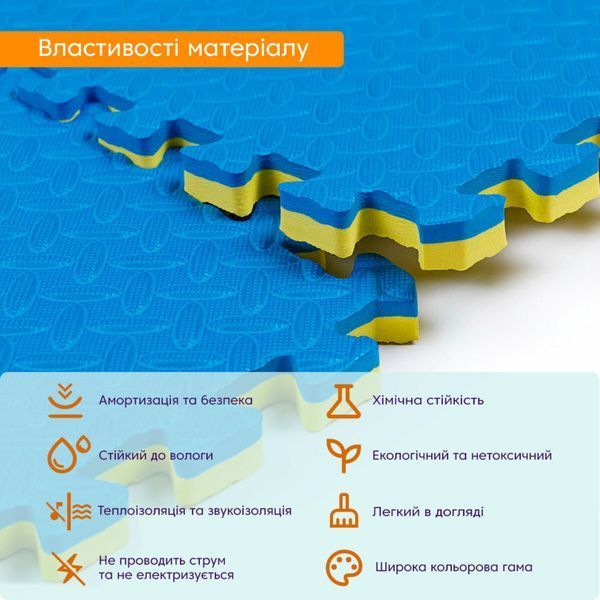Підлога-пазл М&rsquo;який килимок EVA збірний YELLOW та BLUE 60*60 cm*2 cm для житлових кімнат, ігрових, спортзалу BS-00001845 фото