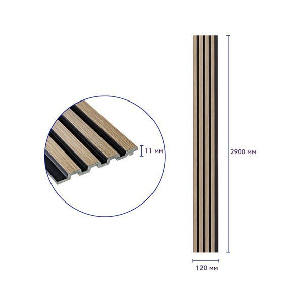 Декоративная стеновая рейка (бафель) интерьерная PS комнат кухни гостиной офисов кафе ресторанов 2900*120*11мм BS-00001738 фото