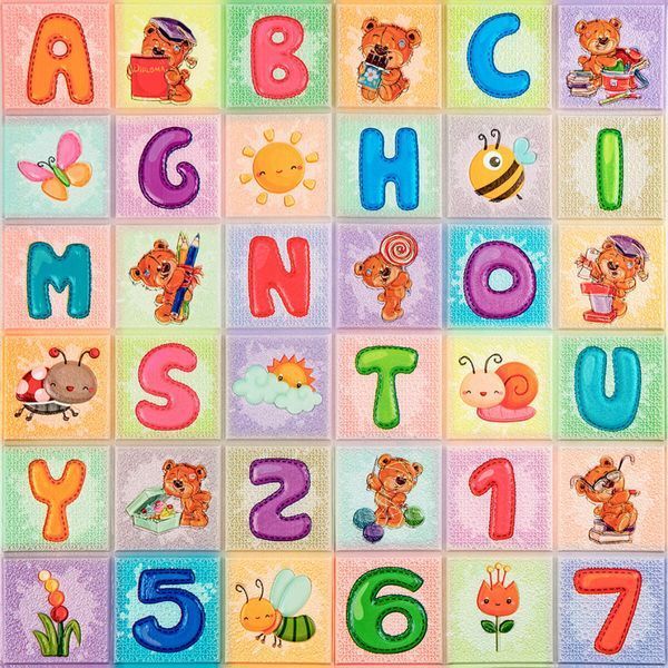 Набір панелей стінових 3D самоклеючі в дитячу вологостійкі Абетка (2шт) 700*1400*4mm BS-00002352 фото
