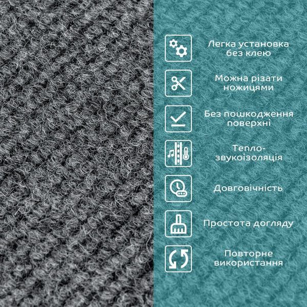 Плитка ковролінова з TPR основою багаторазова темно-сіра 300х300х4мм SW-00002801 BS-00002801 фото