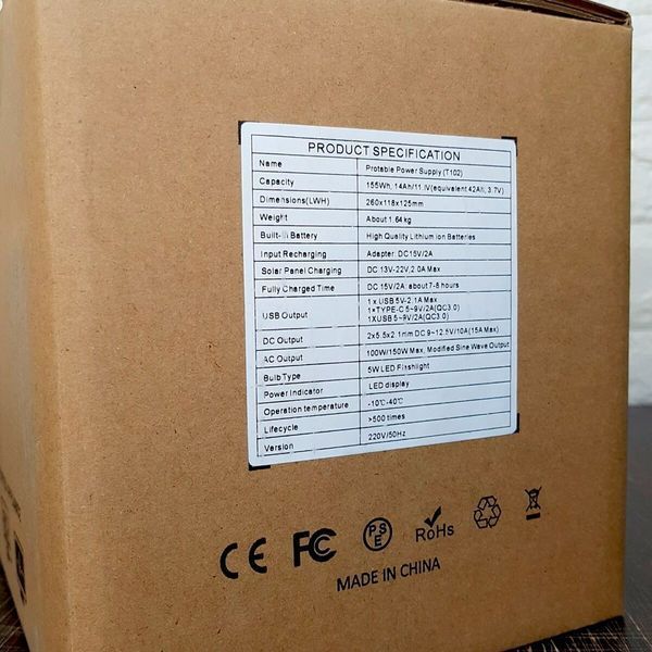 Портативна зарядна станція 155вт/ч ,100-150W, 42000 мAч SW-00001434 BS-00001434 фото